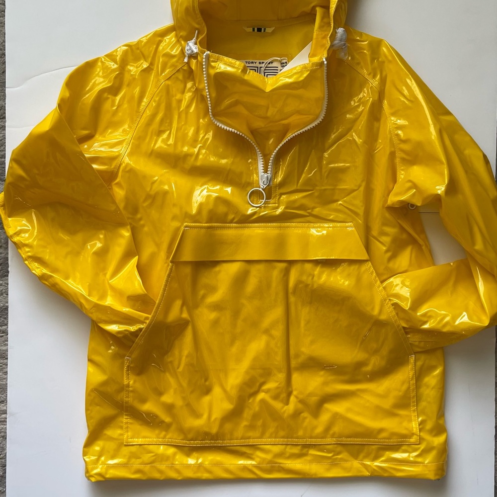 NWT Tory Sport Yellow Rain Coat Rain Jacket Womens Size XS/S Yellow Anorak